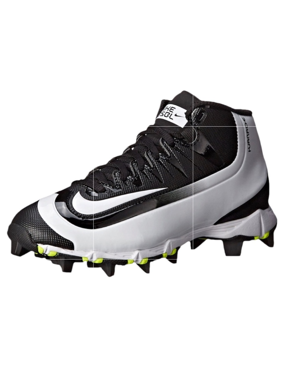 NIKE BASEBALL HUARACHE 2KFILTH KEYSTONE BOYS BASEBALL CLEATS BLACK WHITE SZ 4Y